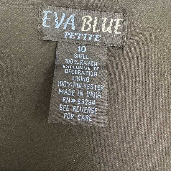 Eva Blue Dress Size 10 Petite Black Floral Y2K Whimsygoth Fairy Beaded - Picture 5 of 8